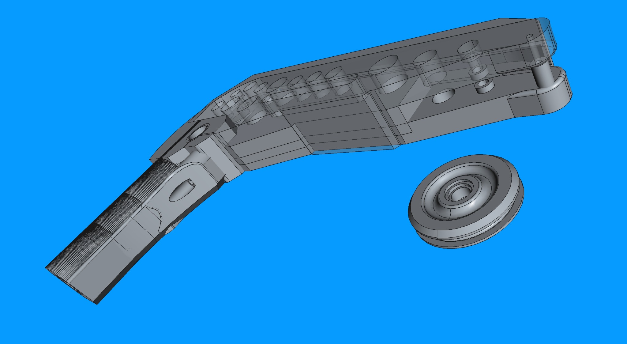 CAD study of an AORTER mechanical arm component and pulley